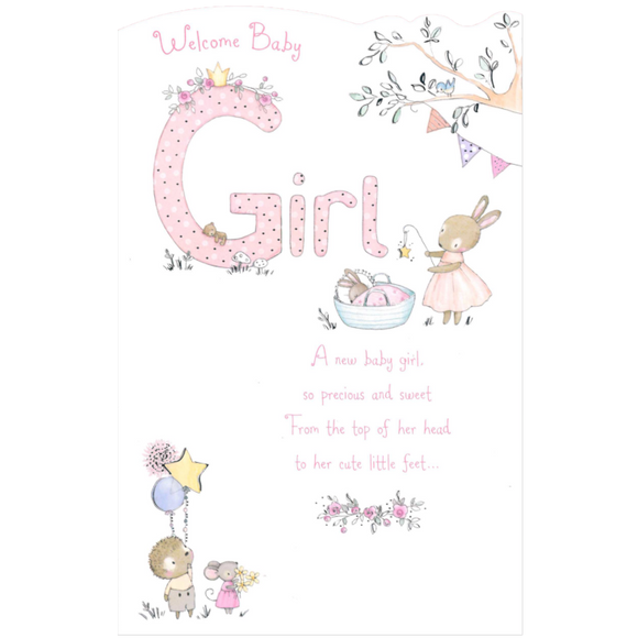 NEW BABY CARD GIRL WELCOME BABY GIRL