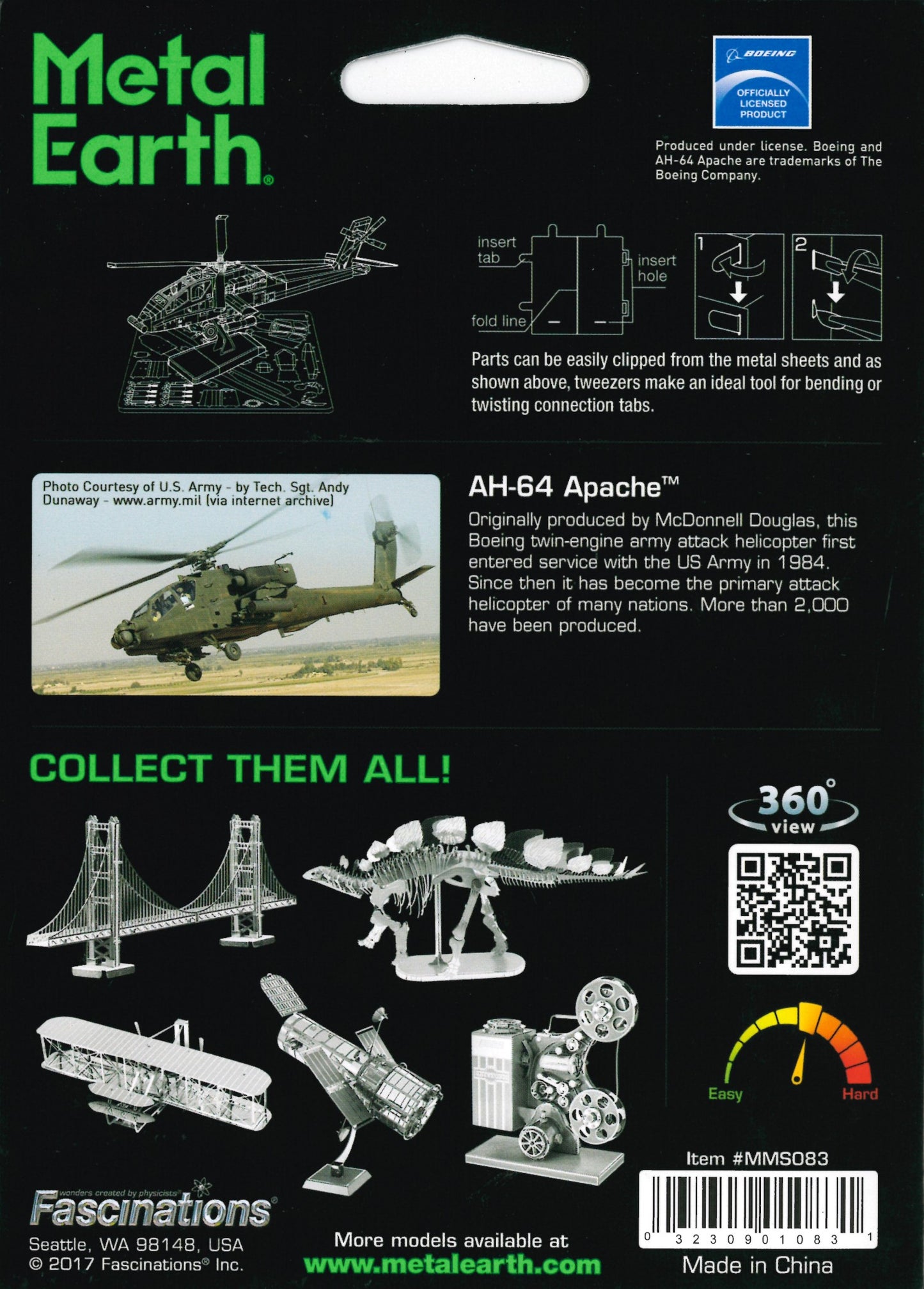 METAL EARTH MODEL AH-64 APACHE