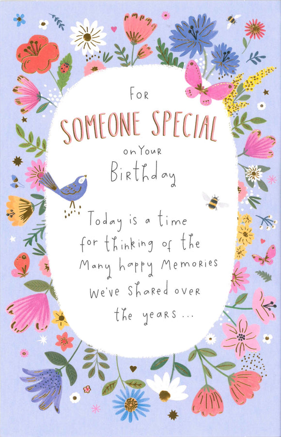 BIRTHDAY CARD SOMEONE SPECIAL BIRD & FLOWERS