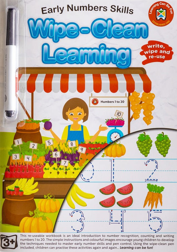 LCBF EARLY NUMBERS SKILLS WIPE CLEAN LEARNING BOOK WITH MARKER