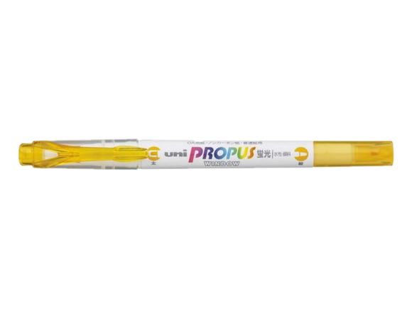 UNI PROPUS SOFT BRIGHT YELLOW DOUBLE-ENDED HIGHLIGHTER