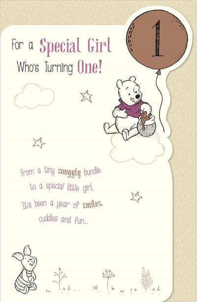 BIRTHDAY CARD 1ST SPECIAL GIRL WINNIE THE POOH