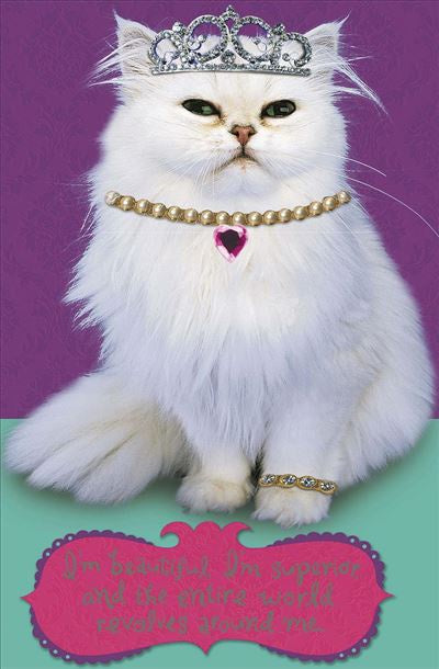 BIRTHDAY CARD CAT CROWN