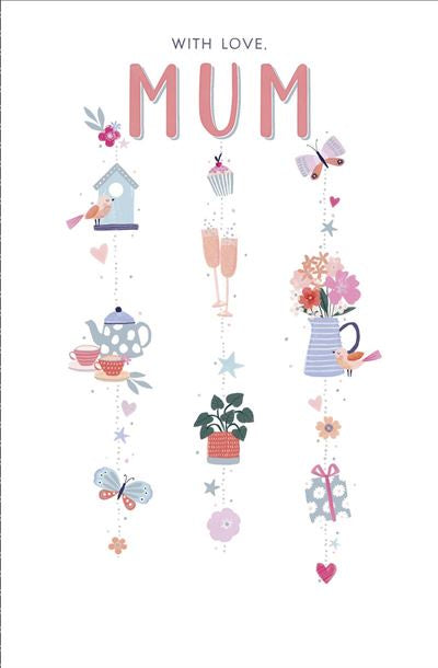 BIRTHDAY CARD MUM HANGING ICONS