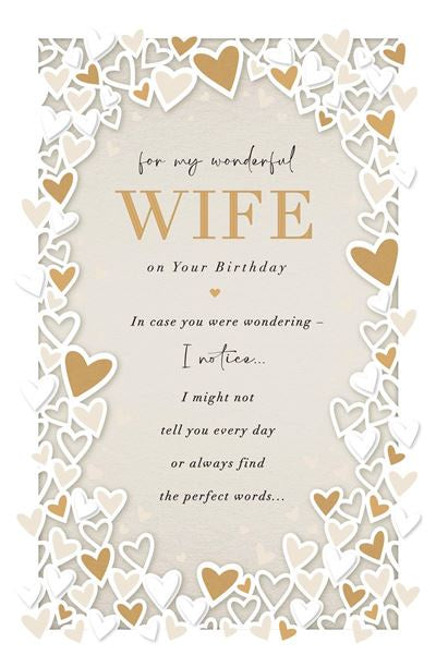 BIRTHDAY CARD WIFE HEART BORDER