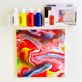 REEVES ACRYLIC PAINT POURING SET PRIMARY COLOURS