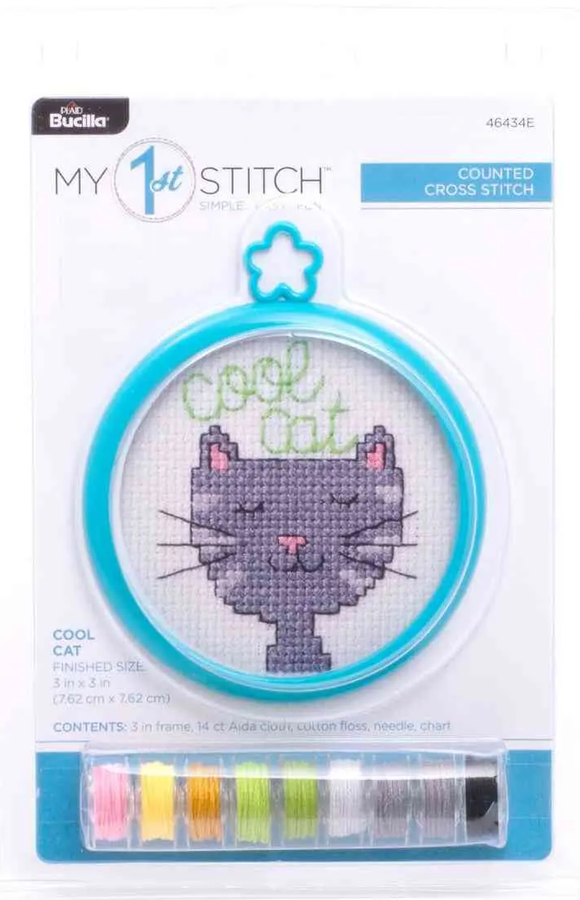 MY FIRST COUNTED CROSS STITCH - COOL CAT