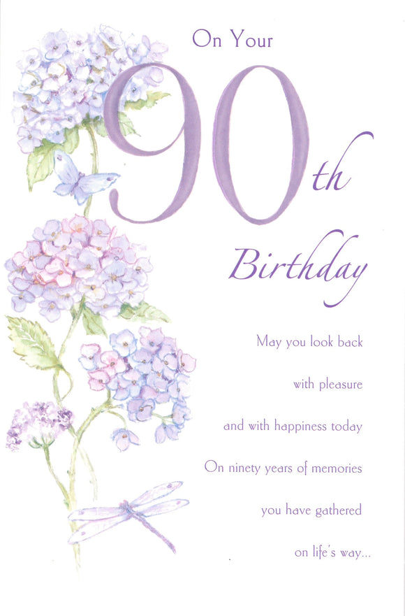 BIRTHDAY CARD 90TH MAY YOU LOOK BACK WITH PLEASURE