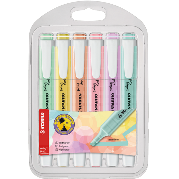 STABILO SWING COOL PASTEL HIGHLIGHTERS 6 PACK