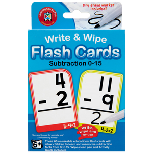 WRITE & WIPE SUBTRACTION FLASHCARDS WITH MARKER