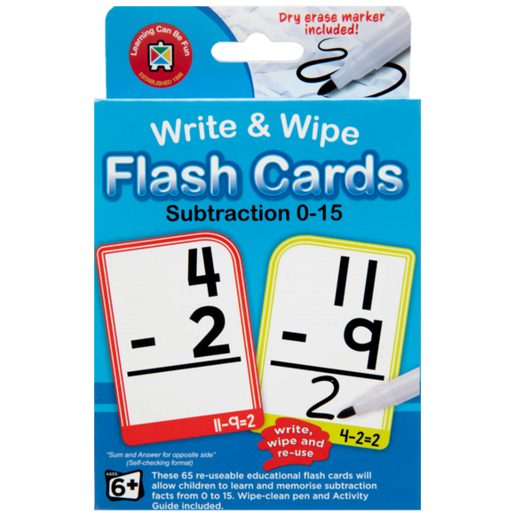 WRITE & WIPE SUBTRACTION FLASHCARDS WITH MARKER