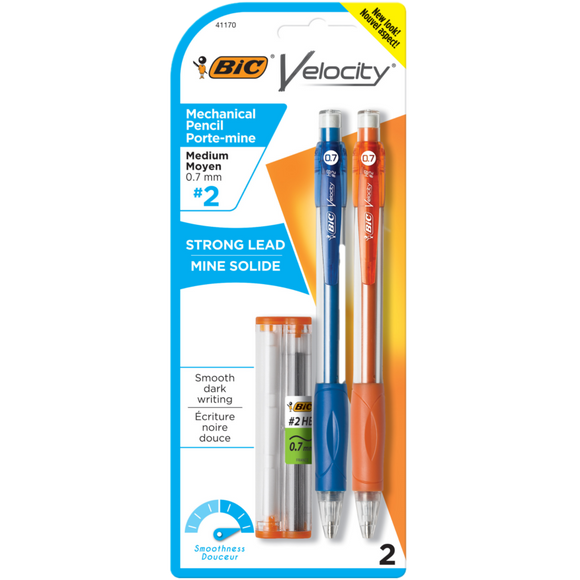 BIC VELOCITY 0.7MM MECHANICAL PENCIL PACK OF 2