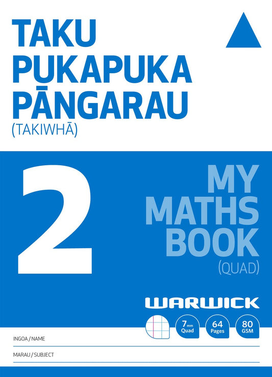 MY MATHS BOOK 2 (QUAD)/TAKU PUKAPUKA PĀNGARAU 2 (TAKIWHĀ) - 7MM QUAD