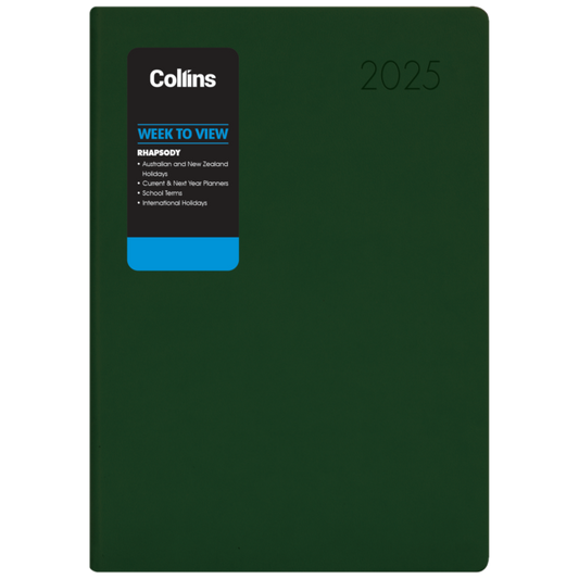 2025 COLLINS DIARY A43 RHAPSODY RACING GREEN WEEK-TO-VIEW