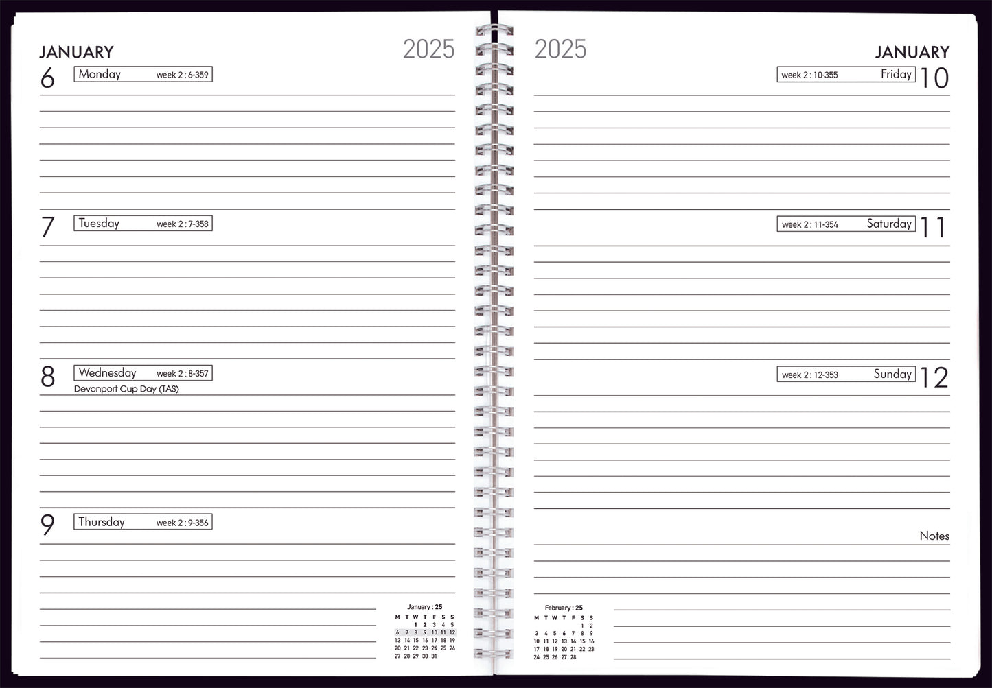 2025 COLLINS DIARY A53W SPIRAL BOUND WEEK TO VIEW