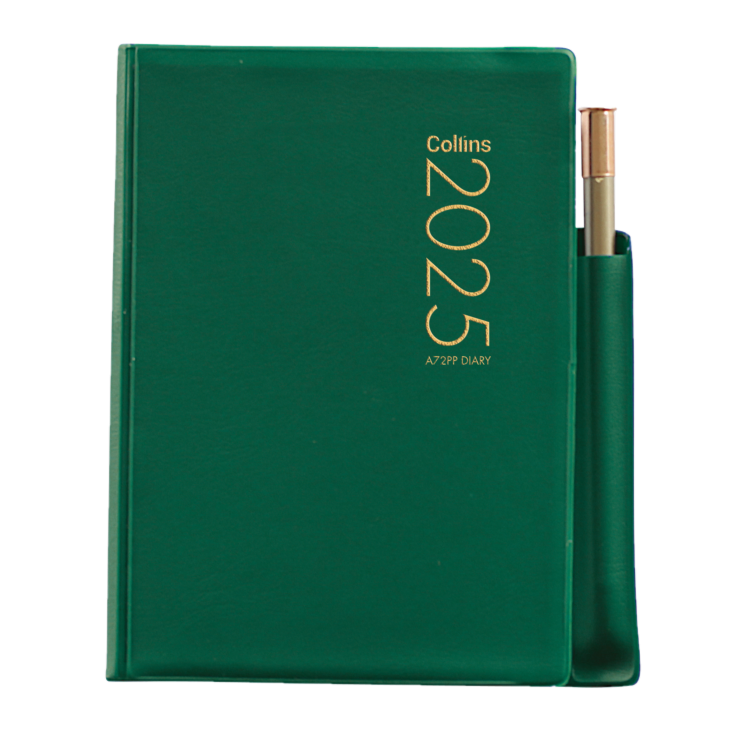 2025 COLLINS DIARY A72PP POCKET SOFTCOVER WITH PENCIL GREEN 2 DAYS PER PAGE