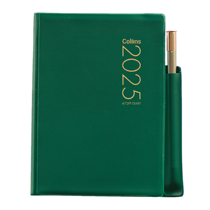 2025 COLLINS DIARY A72PP POCKET SOFTCOVER WITH PENCIL GREEN 2 DAYS PER PAGE