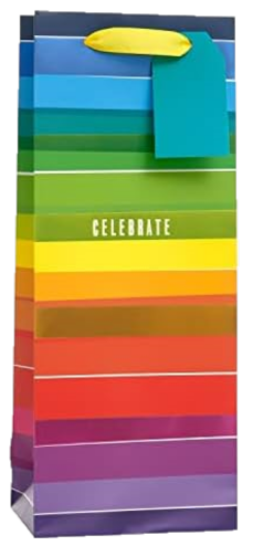 GIFT BAG BOTTLE COLOURED STRIPES