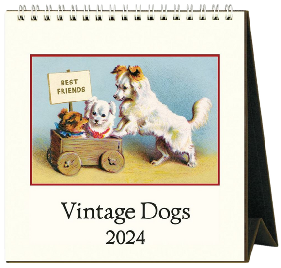 2024 CALENDAR CAVALLINI VINTAGE DOGS DESK CALENDAR