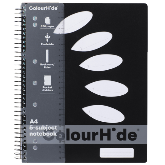 COLOURHIDE 5-SUBJECT A4 NOTEBOOK - BLACK