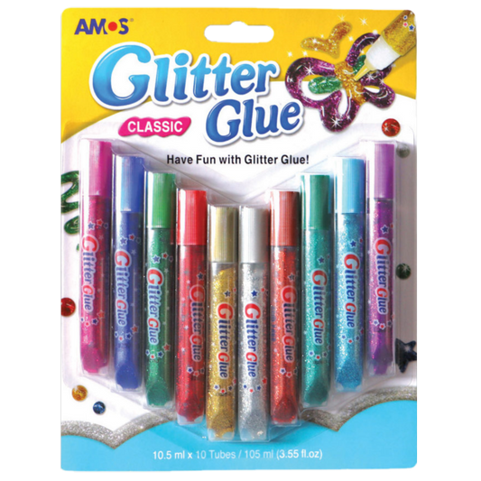 AMOS CLASSIC GLITTER GLUE 10 PACK