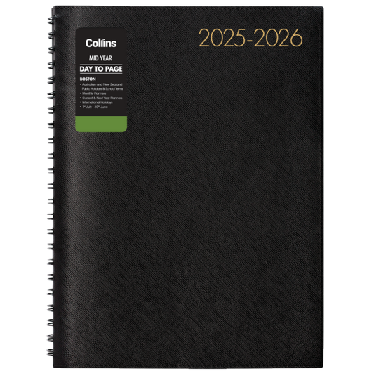 2025-26 MID YEAR DIARY BOSTON A41 DAY TO A PAGE