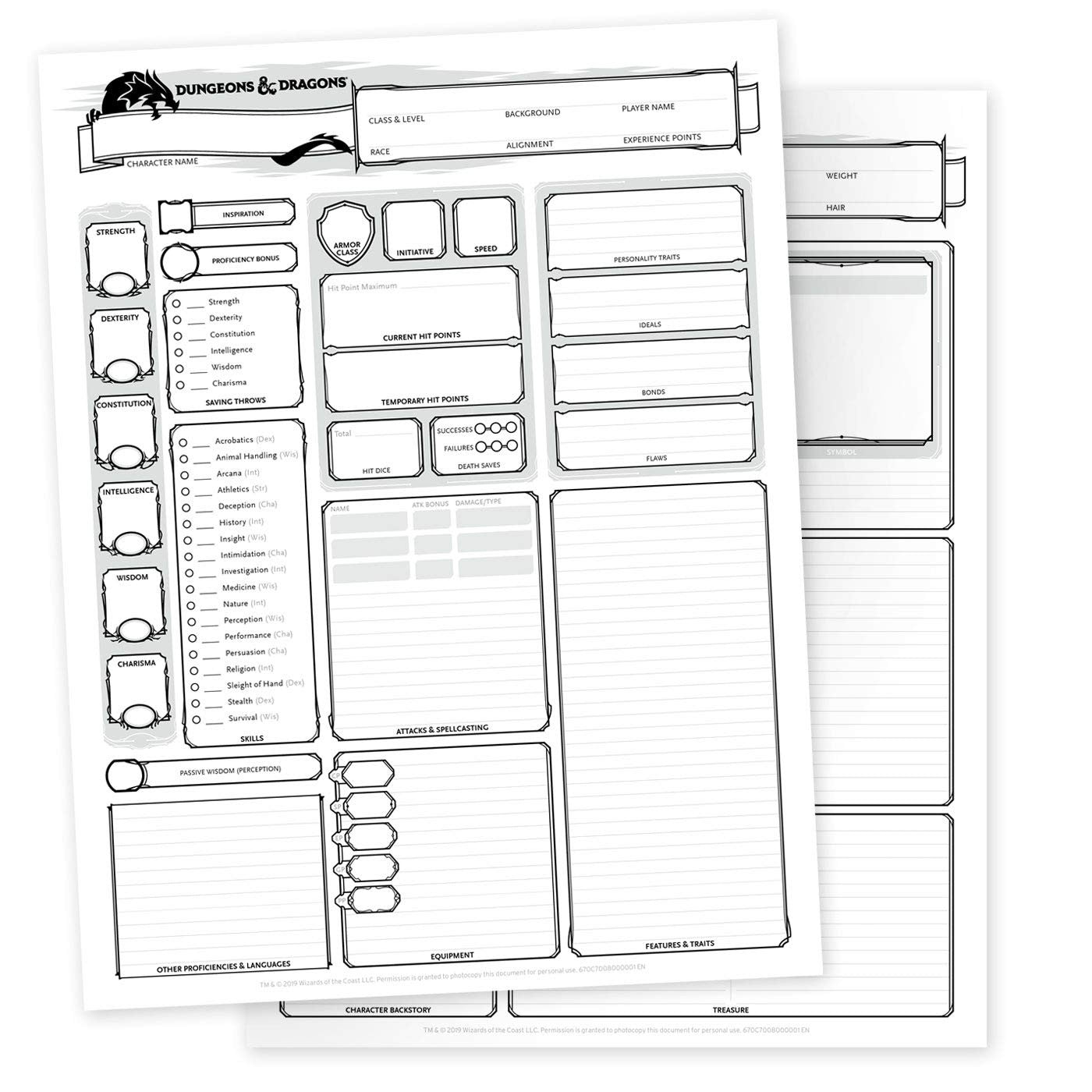 DUNGEONS & DRAGONS CHARACTER SHEETS