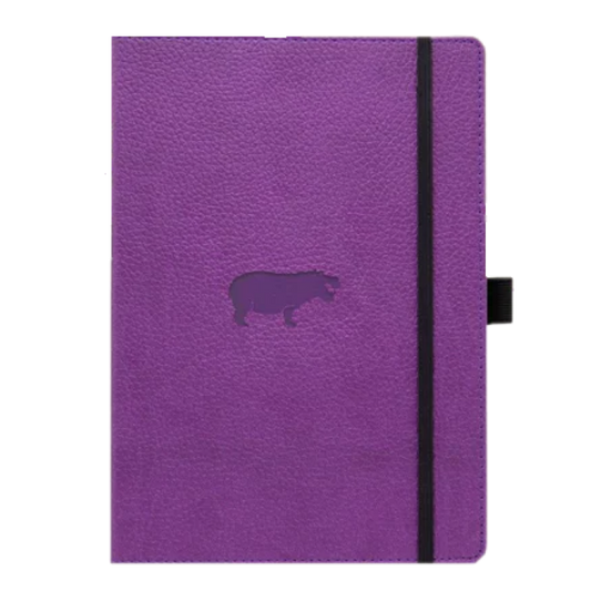 PURPLE HIPPO A5+ LINED WILDLIFE NOTEBOOK