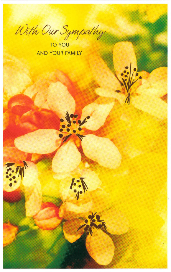 SYMPATHY CARD YELLOW & ORANGE FLOWERS