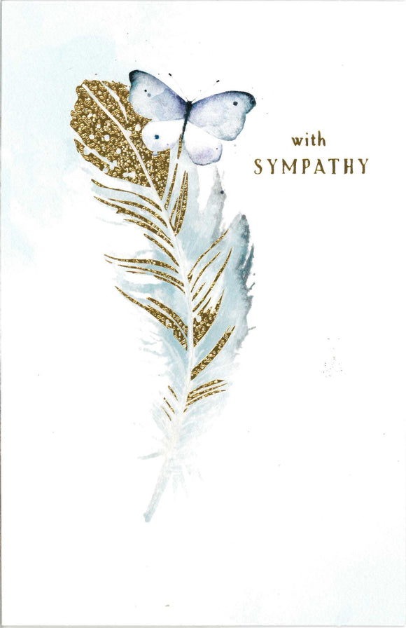 SYMPATHY CARD BUTTERFLY & GOLD FEATHER