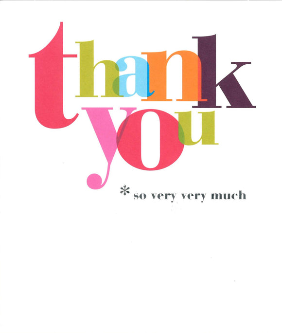 THANK YOU CARD COLOURFUL LETTERING