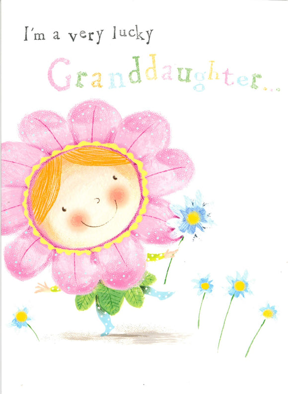 MOTHERS DAY CARD GRANDDAUGHTER WEARING FLOWER COSTUME
