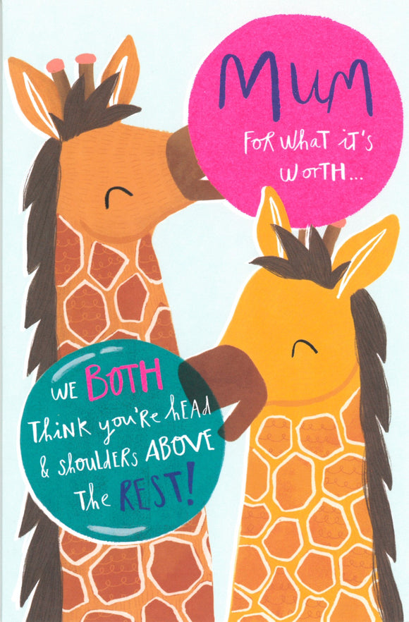 MOTHERS DAY CARD MUM FROM BOTH OF US GIRAFFES