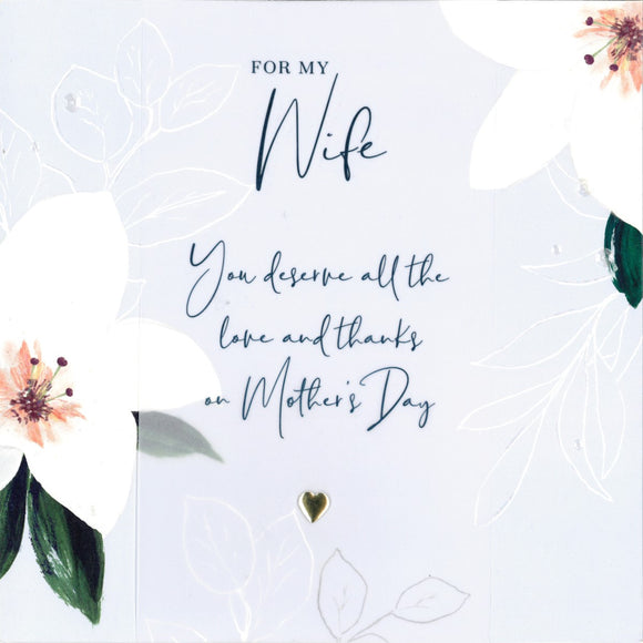 MOTHERS DAY CARD WIFE LARGE FLOWERS