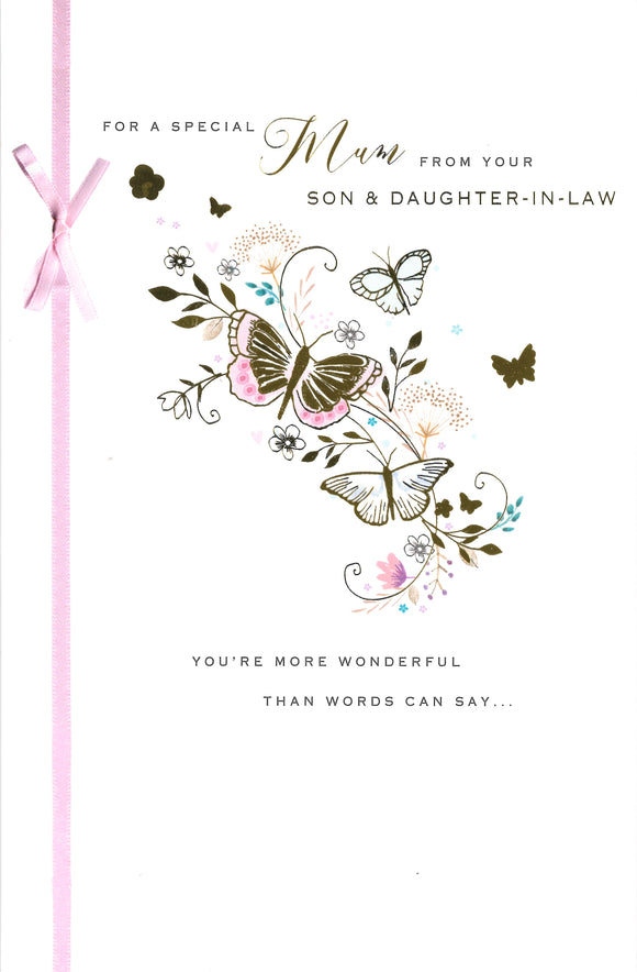 MOTHERS DAY CARD SON & DAUGHTER-IN-LAW BUTTERFLIES