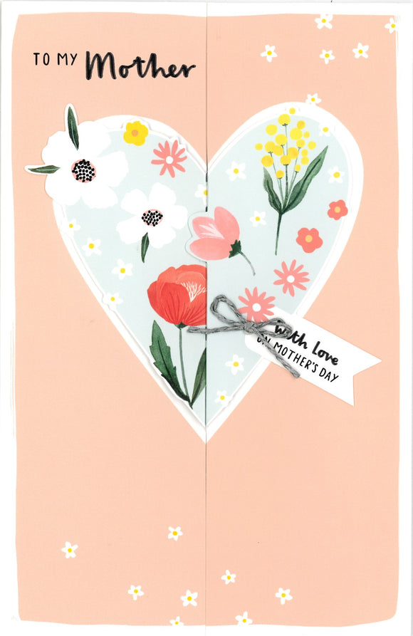 MOTHERS DAY CARD FLORAL HEART WITH LOVE