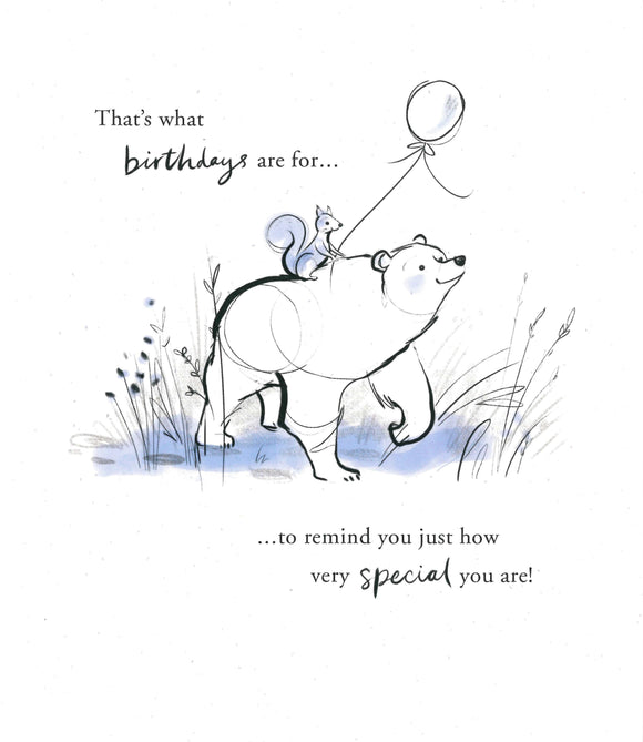 BIRTHDAY CARD BEAR AND SQUIRREL