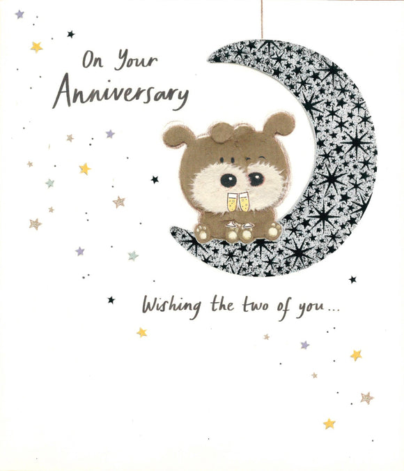 ANNIVERSARY CARD LOTS OF WOOF ON MOON