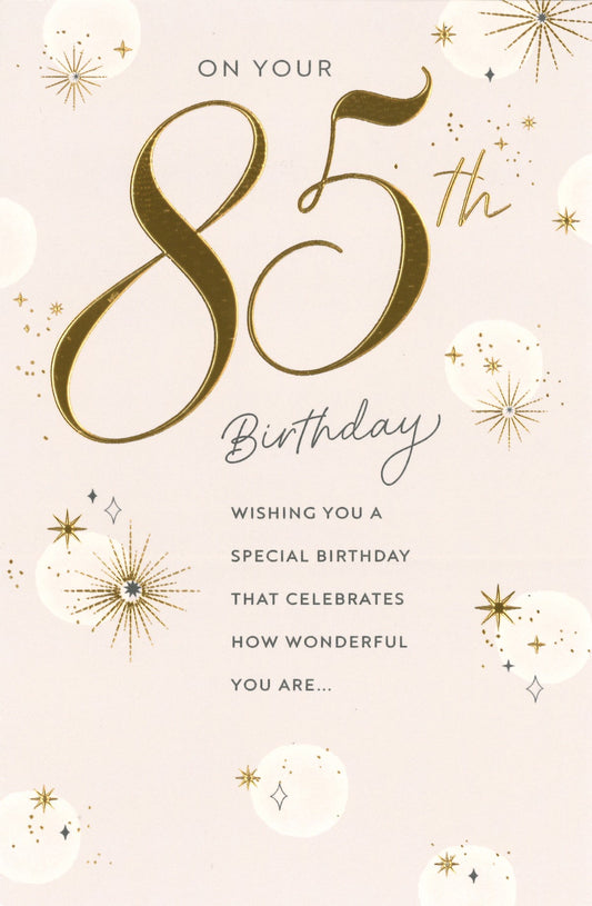 BIRTHDAY CARD 85TH GOLD FOIL