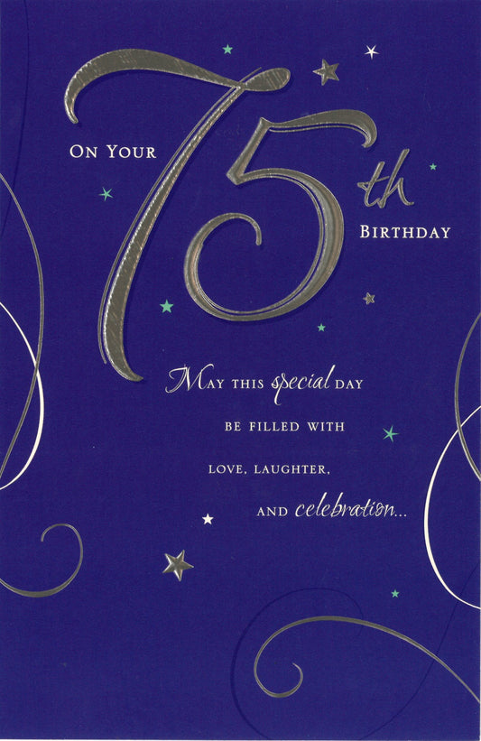BIRTHDAY CARD 75TH ON YOUR 75TH BIRTHDAY