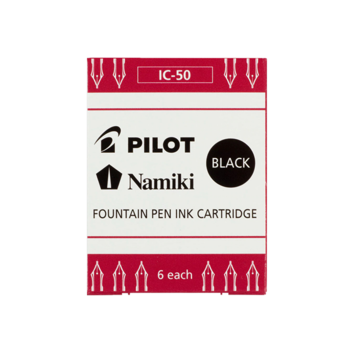 INK CARTRIDGES FOR PILOT FOUNTAIN PENS BLACK PACK OF 6 (IC-50-B)