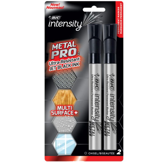 INTENSITY METAL PRO BLACK CHISEL TIP MARKERS 2 PACK
