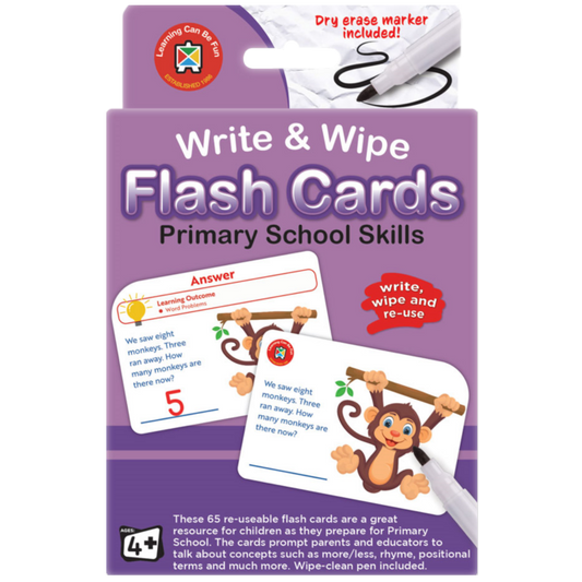 WRITE & WIPE PRIMARY SCHOOL SKILLS FLASHCARDS WITH MARKER