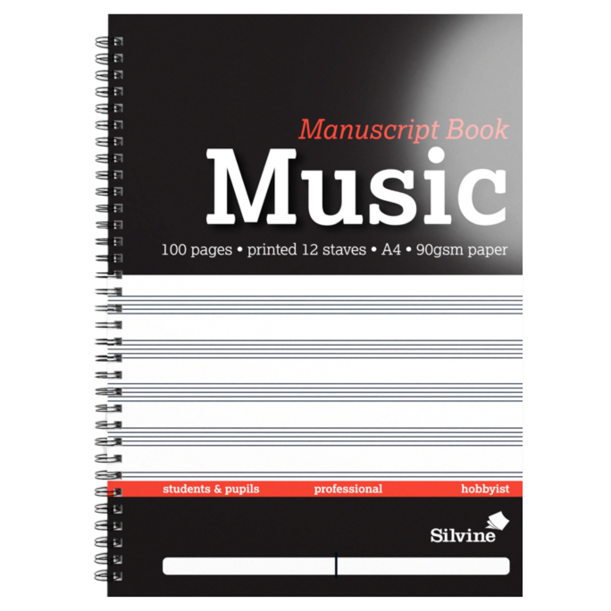 SILVINE A4 MUSIC MANUSCRIPT BOOK - 100 PAGES