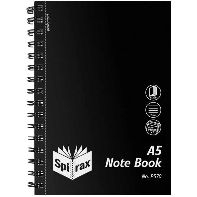 SPIRAX 570 BLACK A5 200-PAGE NOTEBOOK