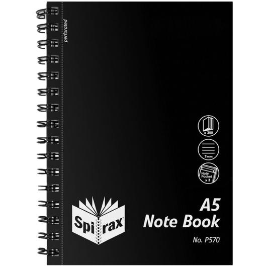 SPIRAX 570 BLACK A5 200-PAGE NOTEBOOK