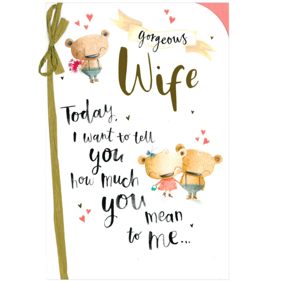 MOTHERS DAY CARD WIFE CUTE BEAR COUPLE