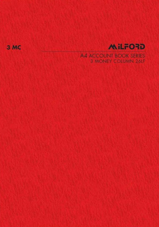 MILFORD 3 MONEY COLUMN A4 ACCOUNT BOOK