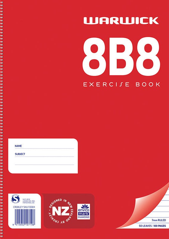 8B8 SPIRAL BOUND A4 EXERCISE BOOK - 7MM RULED