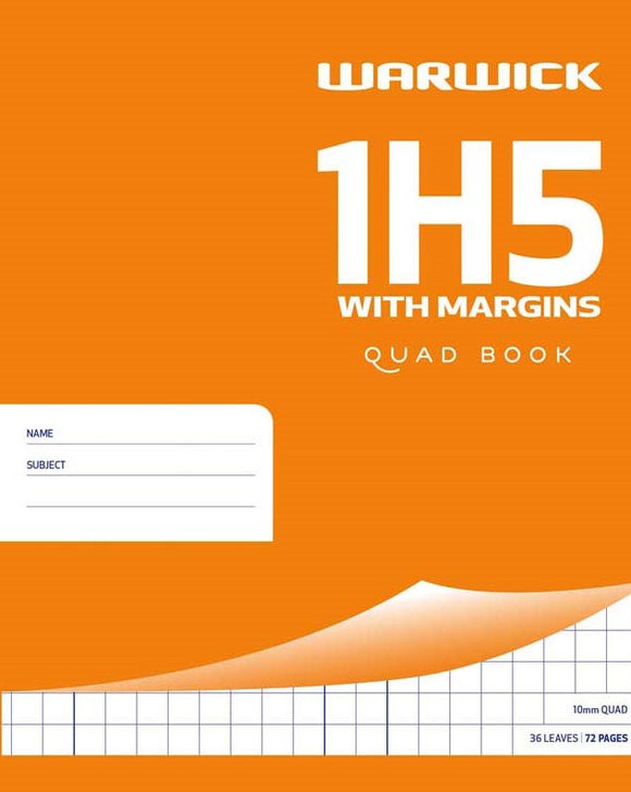 1H5 EXERCISE BOOK - 10MM QUAD WITH RULED MARGINS